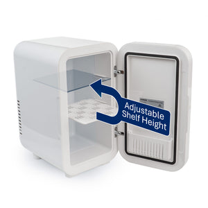 6L Touch Operated Beauty, Cosmetics & Skincare Fridge showing the adjustable shelf height.