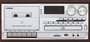 Control's close up of the Brown Wood-pattern Audio Home Entertainment System.