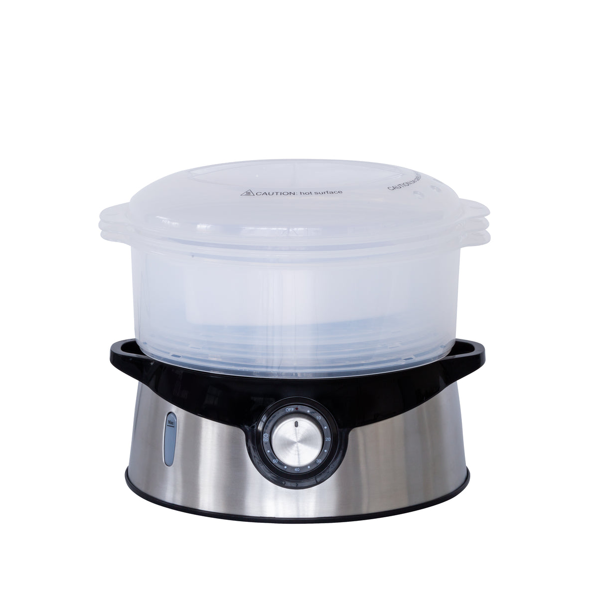 Stacked steaming baskets of the 3 Tier Food Steamer for easy storage.