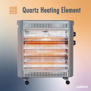 2200W Quartz Infrared Radiant Heater with Adjustable Thermostat and 2 Power Settings