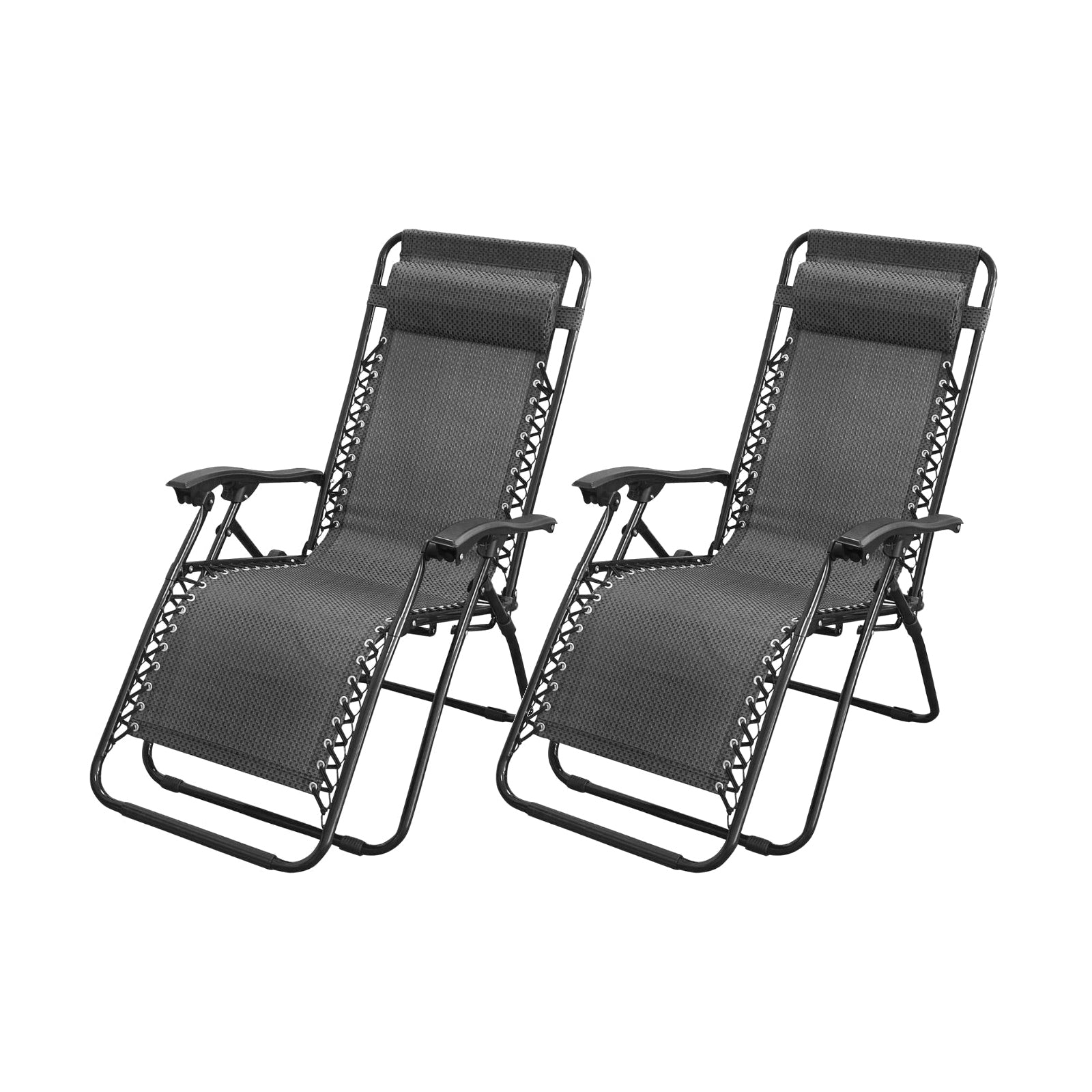 2 Pcs Zero Gravity Folding Reclining Chair Black