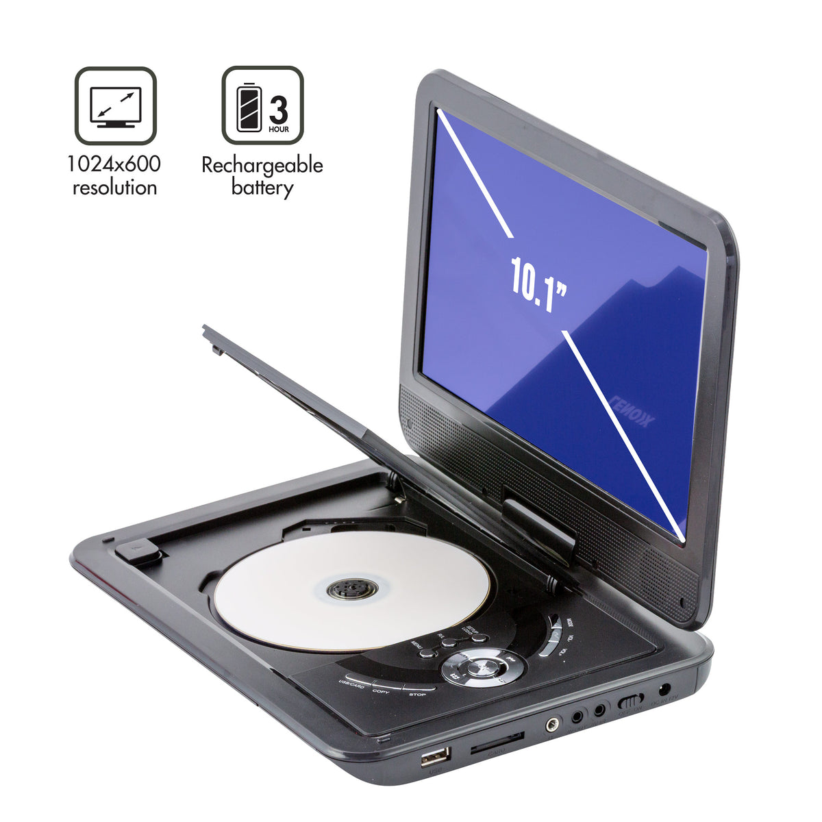 10.1" Portable DVD Player w/ 270-Degrees Swivel-Screen & Rechargeable