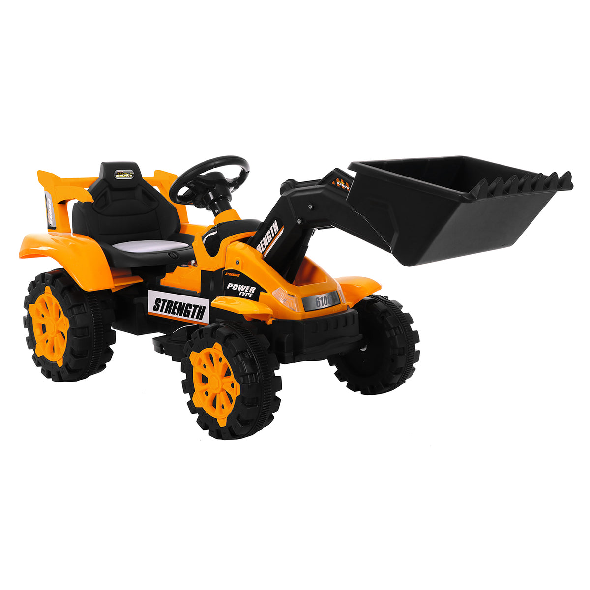 Angle view of the Children's Electronic Ride-on Front Loader.