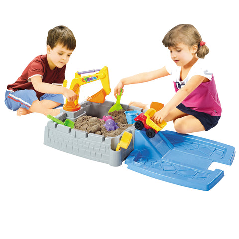 Kids playing with the sand pit box.