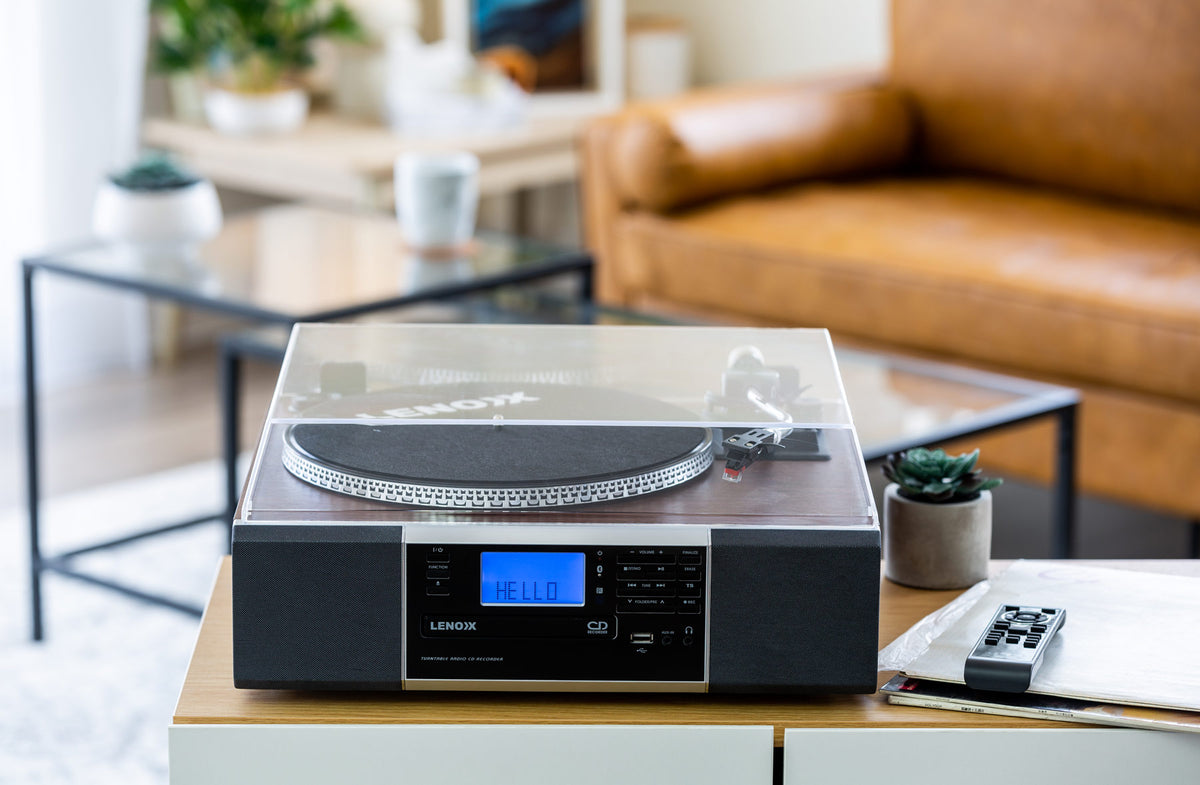 BCD120 Vinyl Turntable in a modern living room