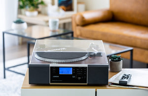 BCD120 Vinyl Turntable in a modern living room