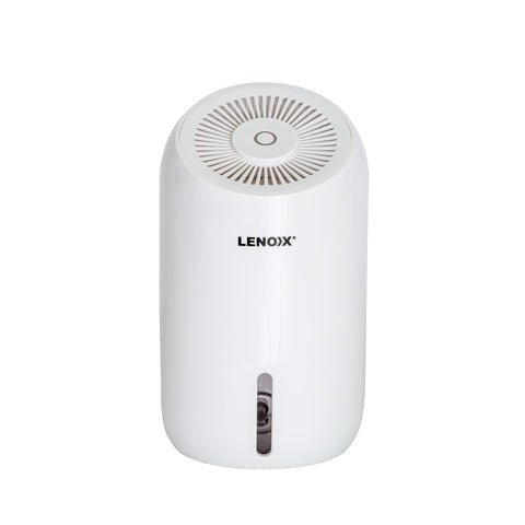 Front view of the white Thermo-Electric Peltier Dehumidifier with Lenoxx logo.