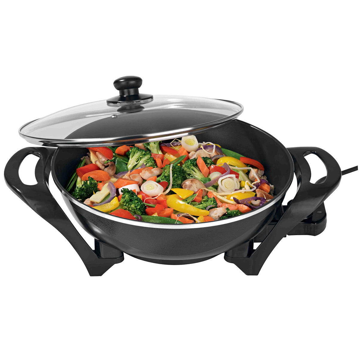 Large Electric Wok, Non-Stick, 5.4L Capacity, 240°C Max