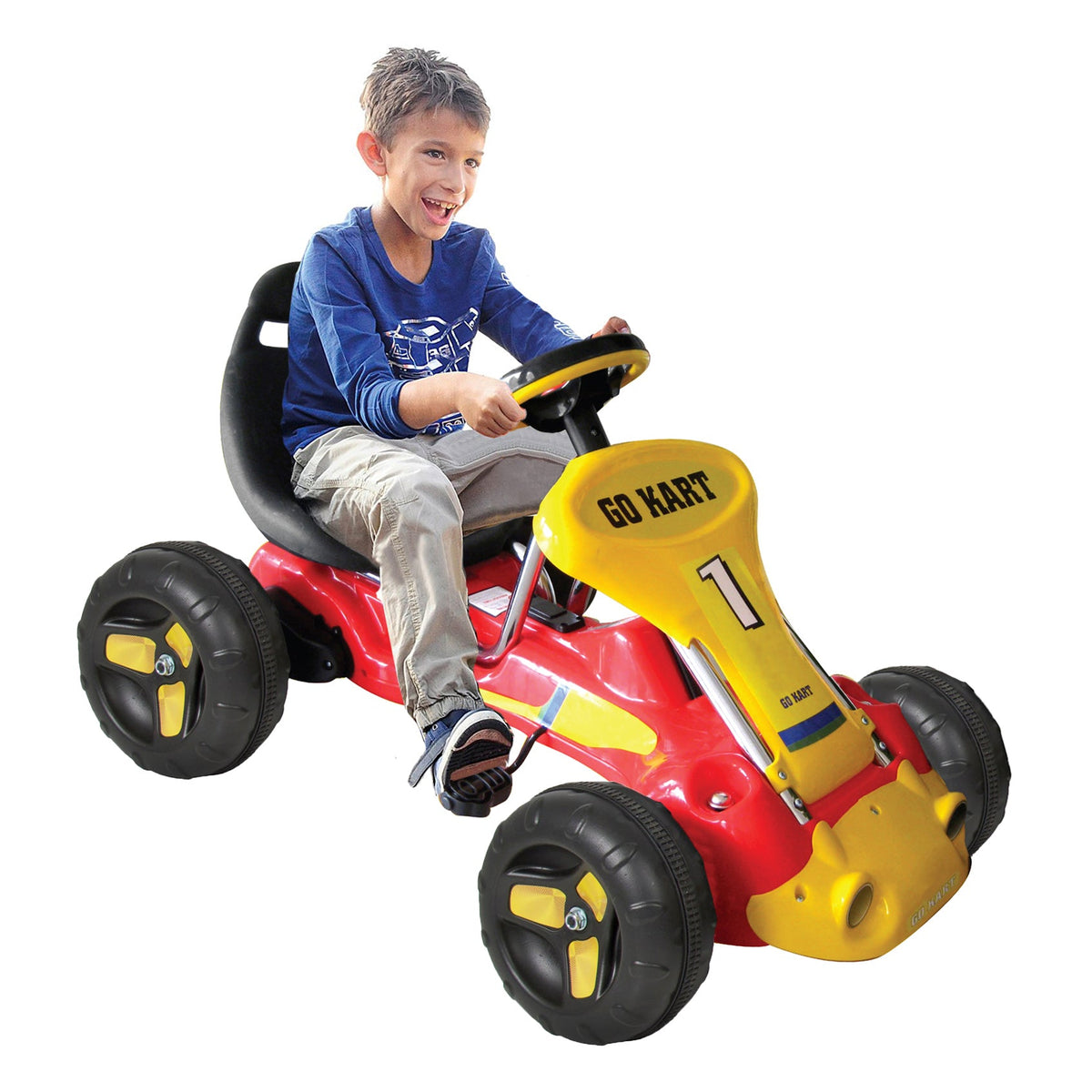 Pedal Powered Go-Kart for Children (Blue) Ride & Steer/ 4-Wheel Vehicle