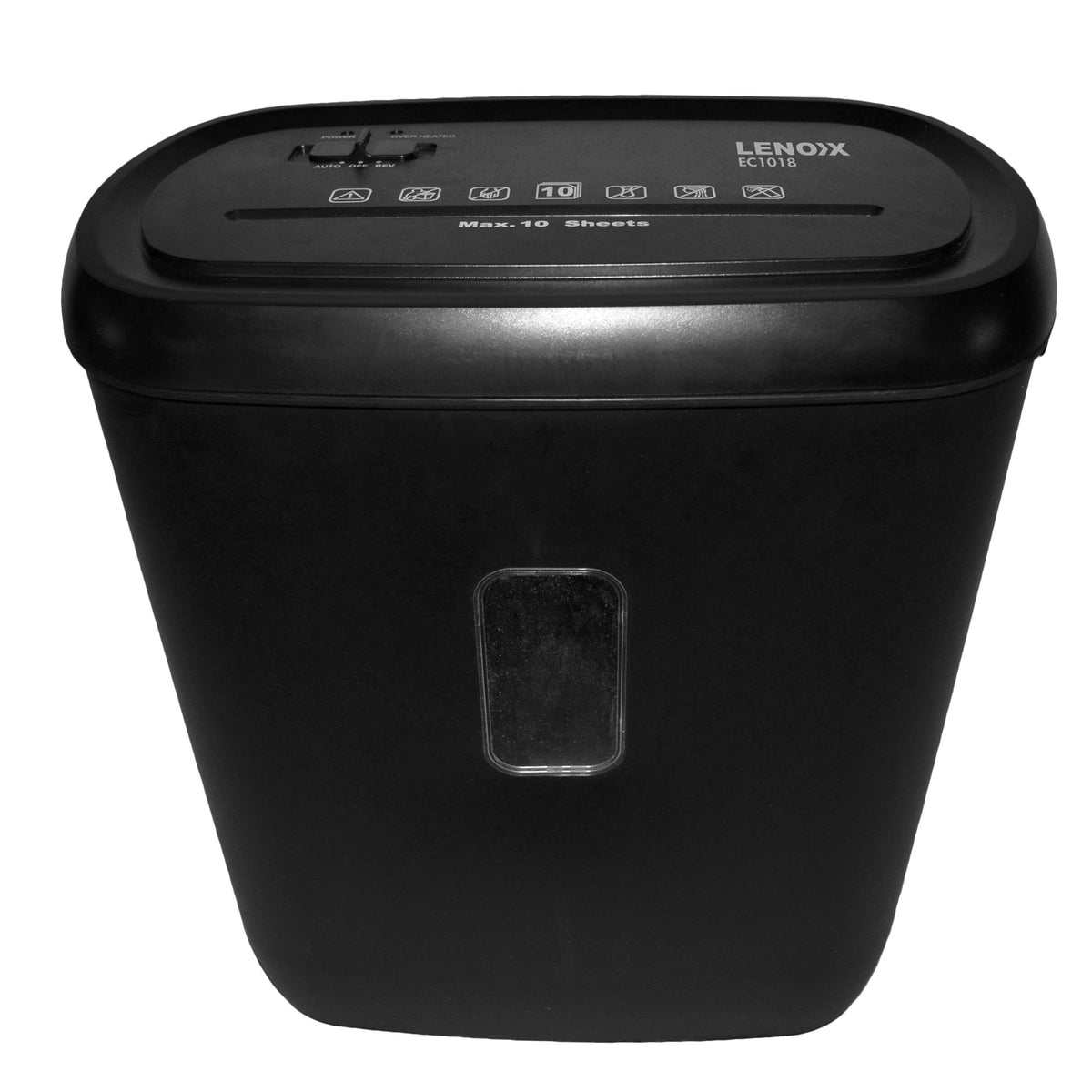 Top view of the 10-sheet Black Paper Shredder Machine.