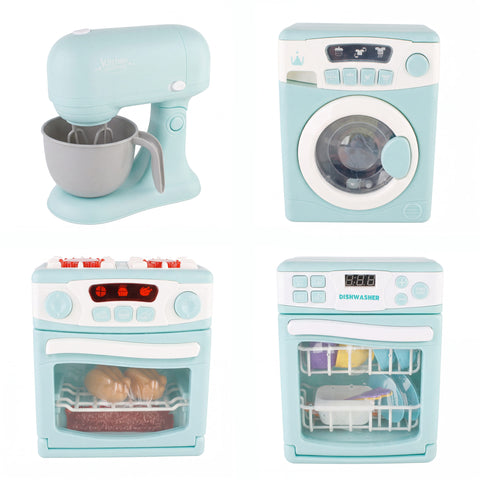 4-Piece Home Appliance Toy Set - Mixer, Washing Machine, Oven & Dishwasher