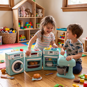 4-Piece Home Appliance Toy Set - Mixer, Washing Machine, Oven & Dishwasher
