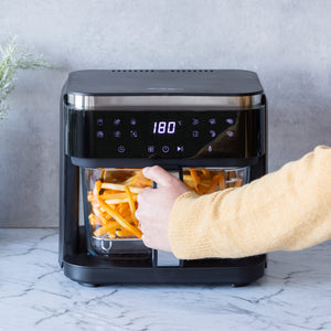 6L Touch Controlled Digital Air Fryer with Glass Basket, 1200-1400W