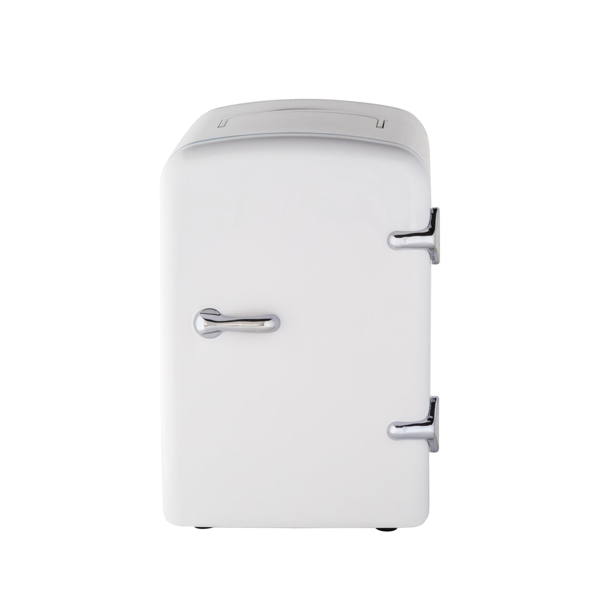 Front view of the BF550 Cosmetics, Beauty & Skincare Fridge in white colour with silver door handle and hinges.