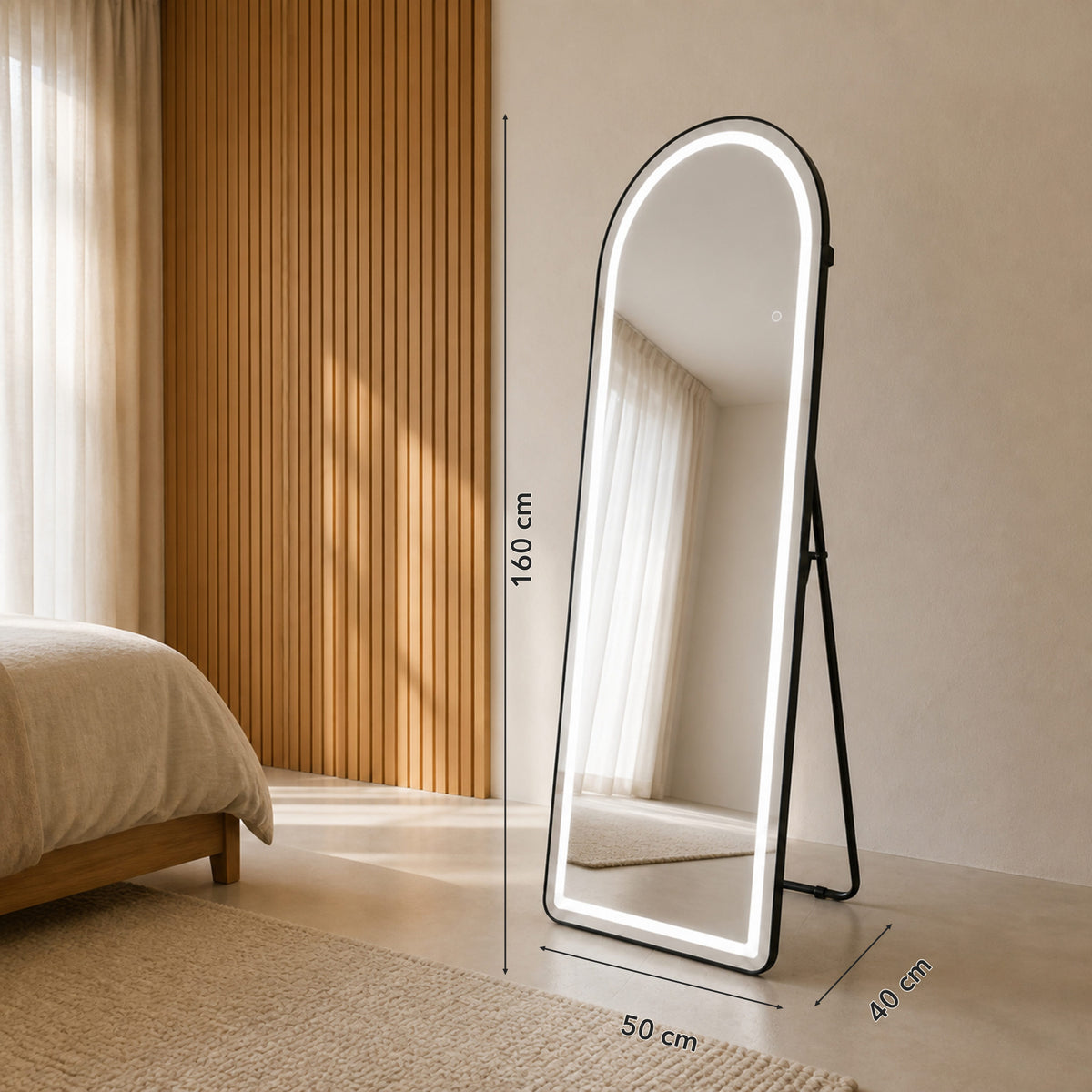 Full-Length Mirror with LED Light and Smart Touch Controls