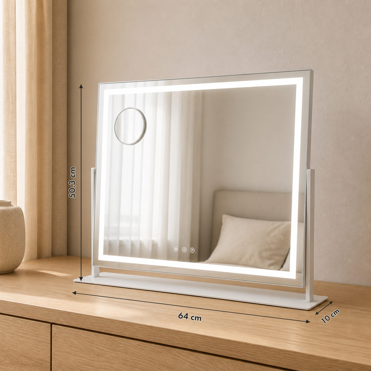 LED Makeup Mirror with Adjustable Brightness & Magnifying Mirror