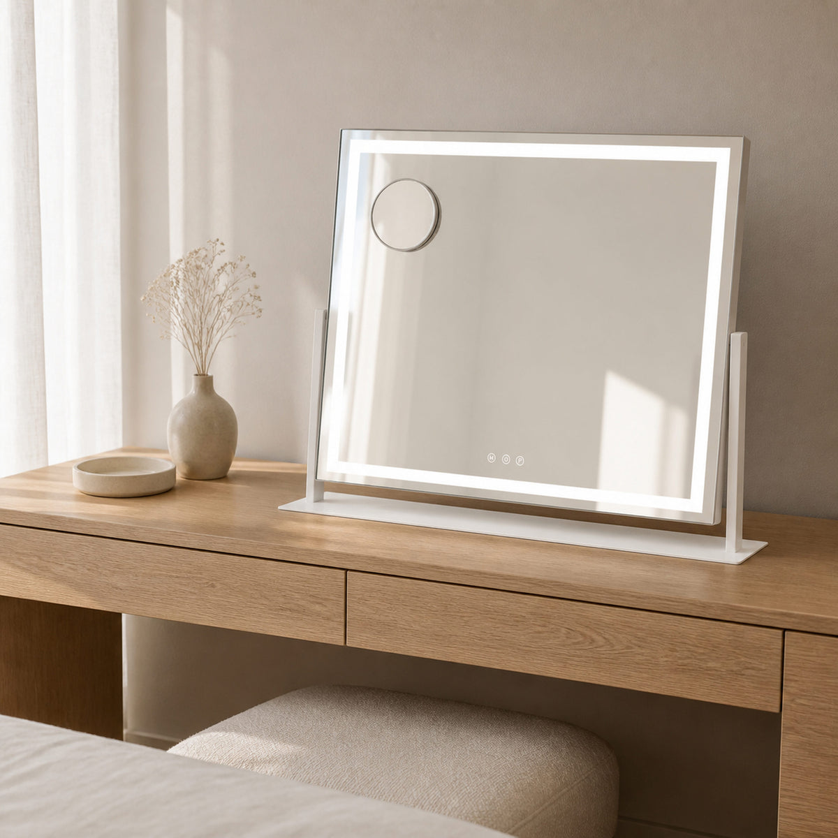 LED Makeup Mirror with Adjustable Brightness & Magnifying Mirror