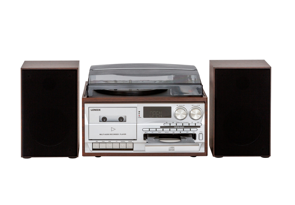 Front view of the Brown Wood-pattern Audio Home Entertainment System.