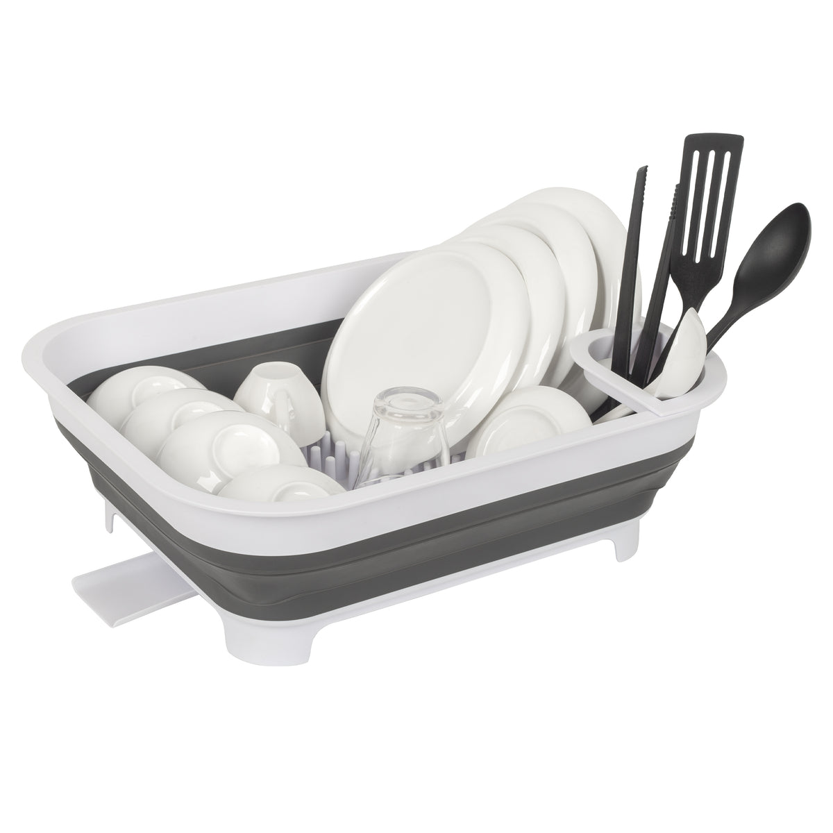 Collapsible Dish Rack with Utensil Section Space-Saving Drying Rack for Compact Kitchens & Camping