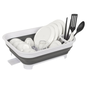 Collapsible Dish Rack with Utensil Section Space-Saving Drying Rack for Compact Kitchens & Camping