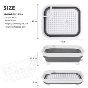Collapsible Dish Rack with Utensil Section Space-Saving Drying Rack for Compact Kitchens & Camping