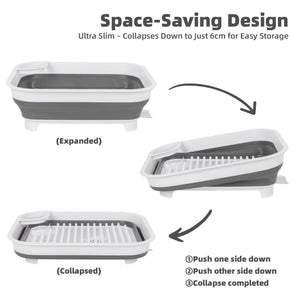 Collapsible Dish Rack with Utensil Section Space-Saving Drying Rack for Compact Kitchens & Camping