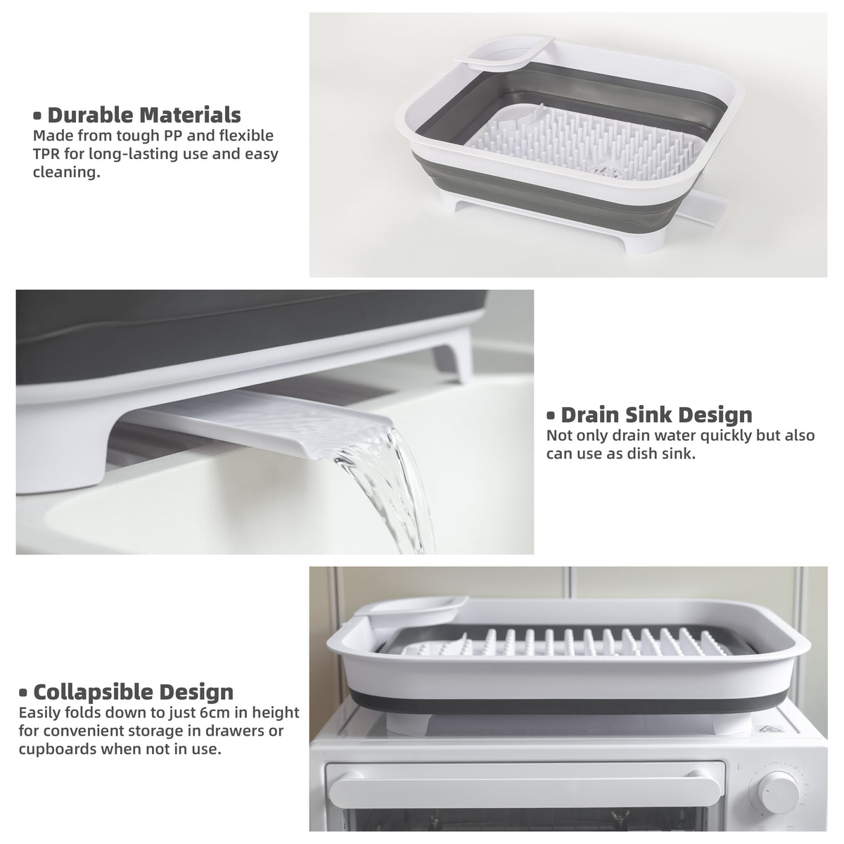 Collapsible Dish Rack with Utensil Section Space-Saving Drying Rack for Compact Kitchens & Camping