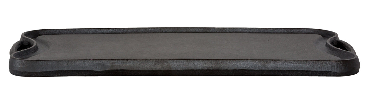 Side view of the Seasoned Cast Iron reversible Griddle