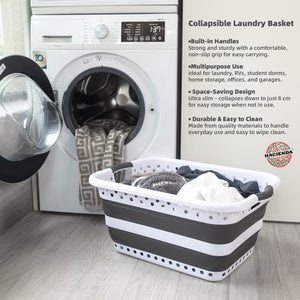 45L Space Saving Laundry Basket, Collapsible Hamper for Dorms, RVs, Homes and Garages