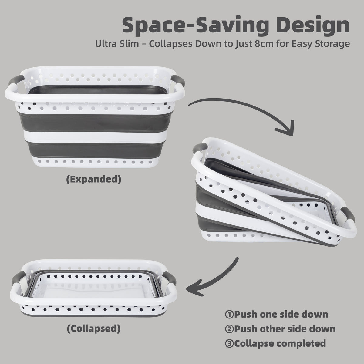 45L Space Saving Laundry Basket, Collapsible Hamper for Dorms, RVs, Homes and Garages