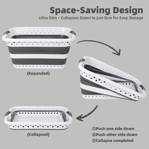 45L Space Saving Laundry Basket, Collapsible Hamper for Dorms, RVs, Homes and Garages