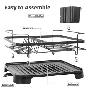 Steel Frame Dish Drying Rack Durable Steel Frame and Removable Utensil Holder