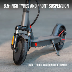 Electric Scooter, 350W Motor, 8.5 inch Tyres, Front Suspension, Smart App, Foldable