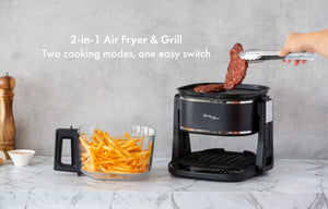2-in-1 Air Fryer & Grill with Clear Glass Cooking Basket