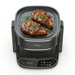 2-in-1 Air Fryer & Grill with Clear Glass Cooking Basket