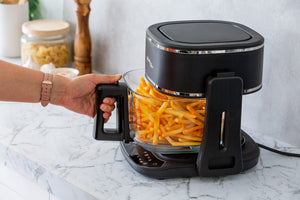 2-in-1 Air Fryer & Grill with Clear Glass Cooking Basket