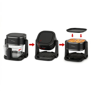 2-in-1 Air Fryer & Grill with Clear Glass Cooking Basket