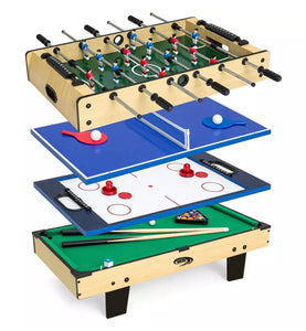 4-in-1 Games - Soccer, Table Tennis, Slide Hockey and Billiard Table
