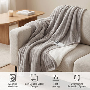 Heated Throw Blanket, Soft Double-Sided Fleece with Adjustable Heat Settings