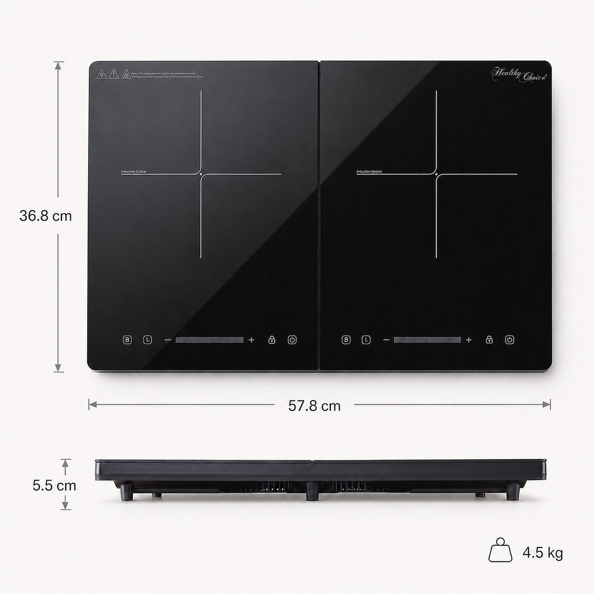 Slim Double Induction Cooker w/ 2 Plates, 2400W
