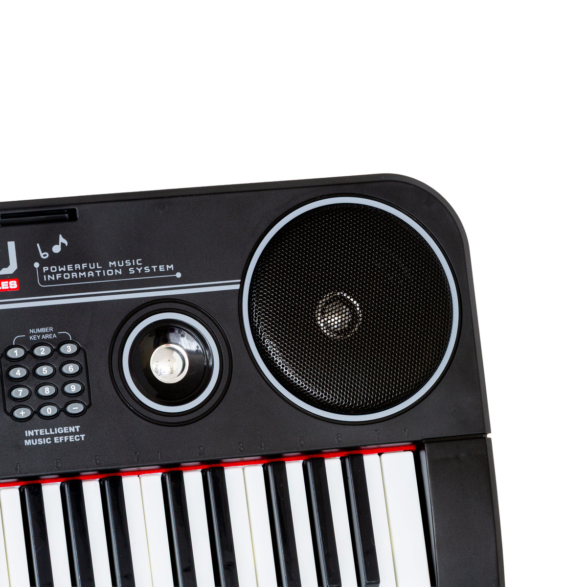 Close up of the speakers of the Lenoxx 61 Keys Electronic Piano Keyboard 