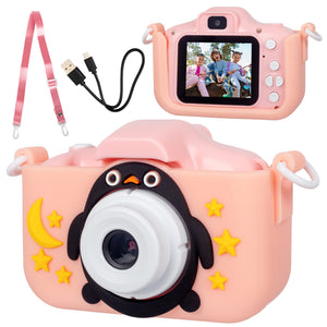 Kids Digital Dual Lens Camera, 4x Zoom and HD Video Recording - Pink/Blue