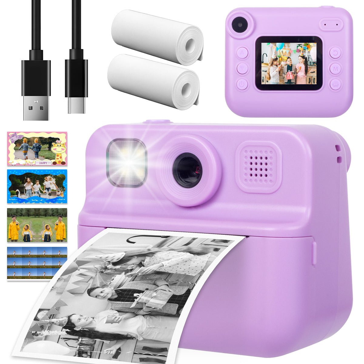 Kids 48MP Instant Print Camera with Dual Lens and 1080P HD Video