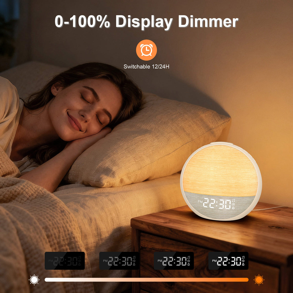 Sunrise Alarm Clock with 30 Soothing Sounds and RGB Light