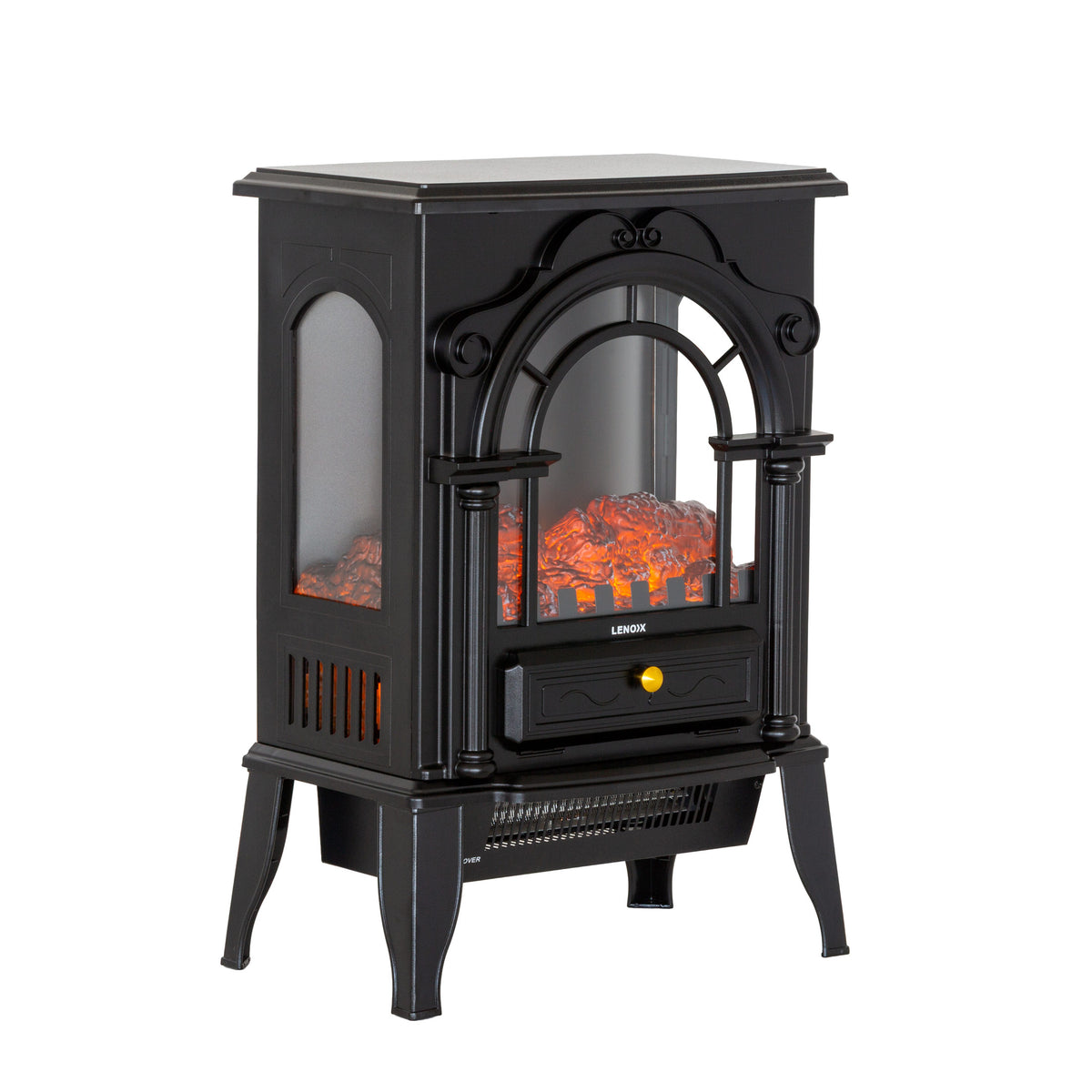 Electric Fireplace Heater with Panoramic 3 Sided Glass Design