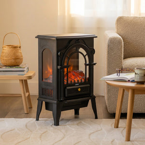 Electric Fireplace Heater with Panoramic 3 Sided Glass Design