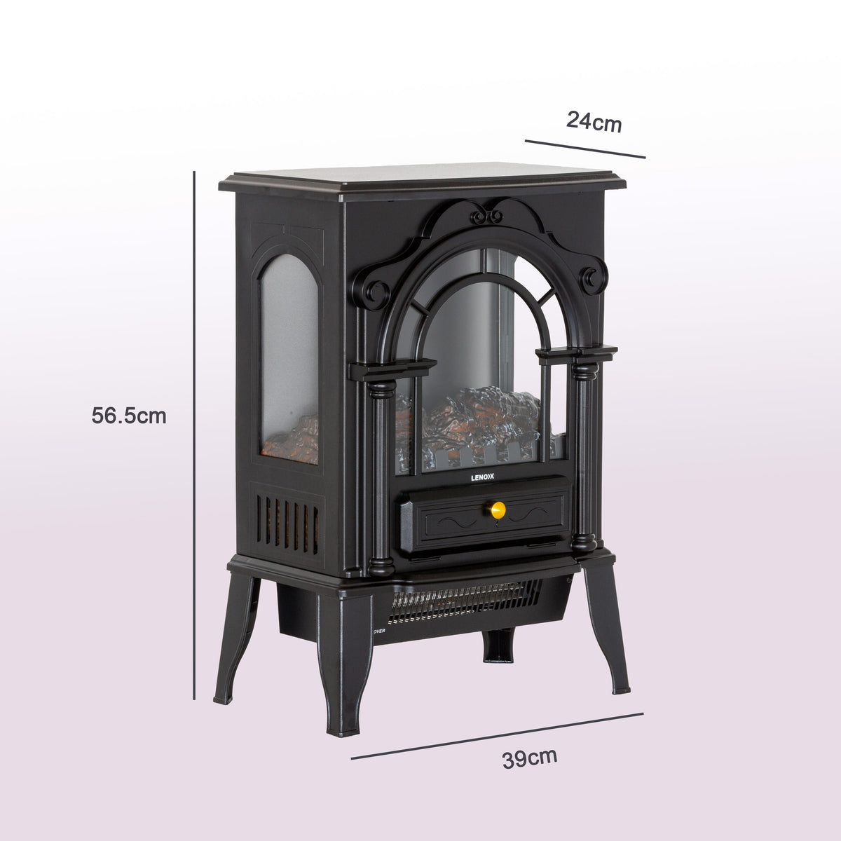 Electric Fireplace Heater with Panoramic 3 Sided Glass Design