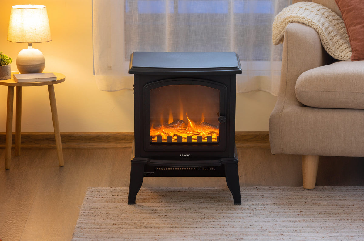 Electric Fireplace Heater with Realistic Log Flame Display