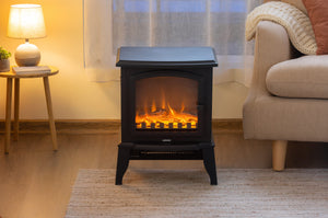 Electric Fireplace Heater with Realistic Log Flame Display