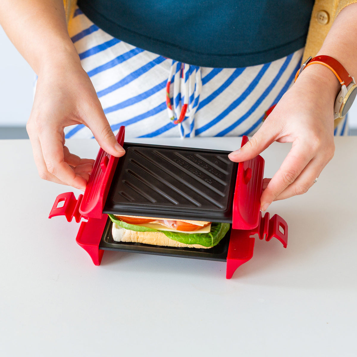 Compact Microwave Sandwich Maker Non-Stick Grill Plates